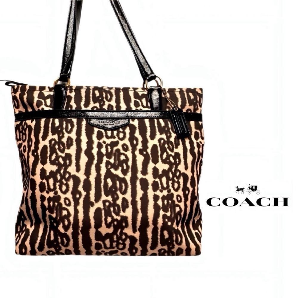 COACH EUC Nylon “Ocelot” Print Shoulder Bag Tote #E1405-F31901